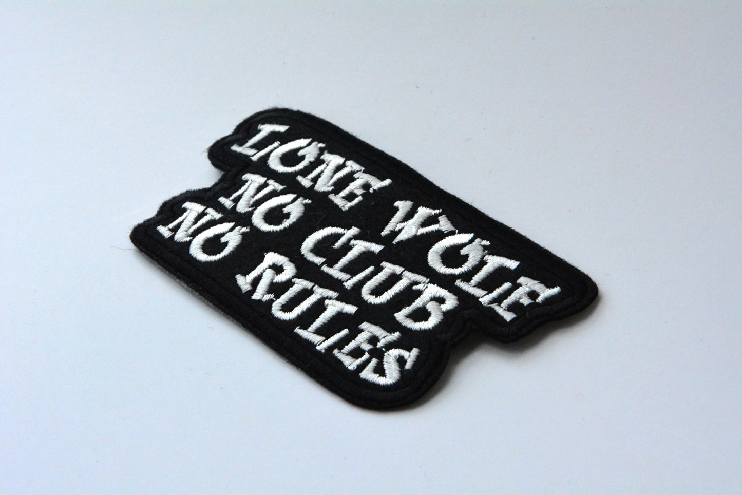 Lone Wolf No Club No Rules - Iron On Patch