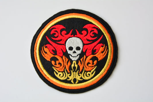 Flaming Skull - Iron On Patch