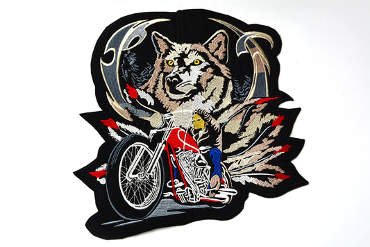 Wolf Biker - Iron On Patch